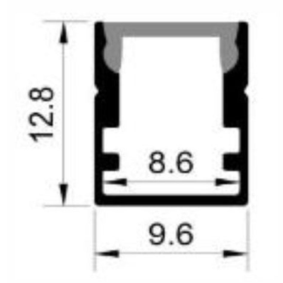 1012B - LED Aluminium Surface Channel - 2m - Opal