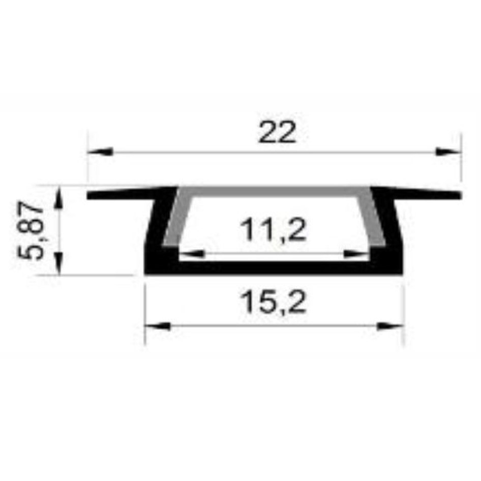 2206 - LED Aluminium Rebate Channel - 2m - Clear