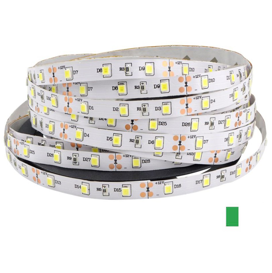 2835 - 12V - Non Waterproof - LED Striplight - 5m - Click to Choose - Green / 60 LEDs/m