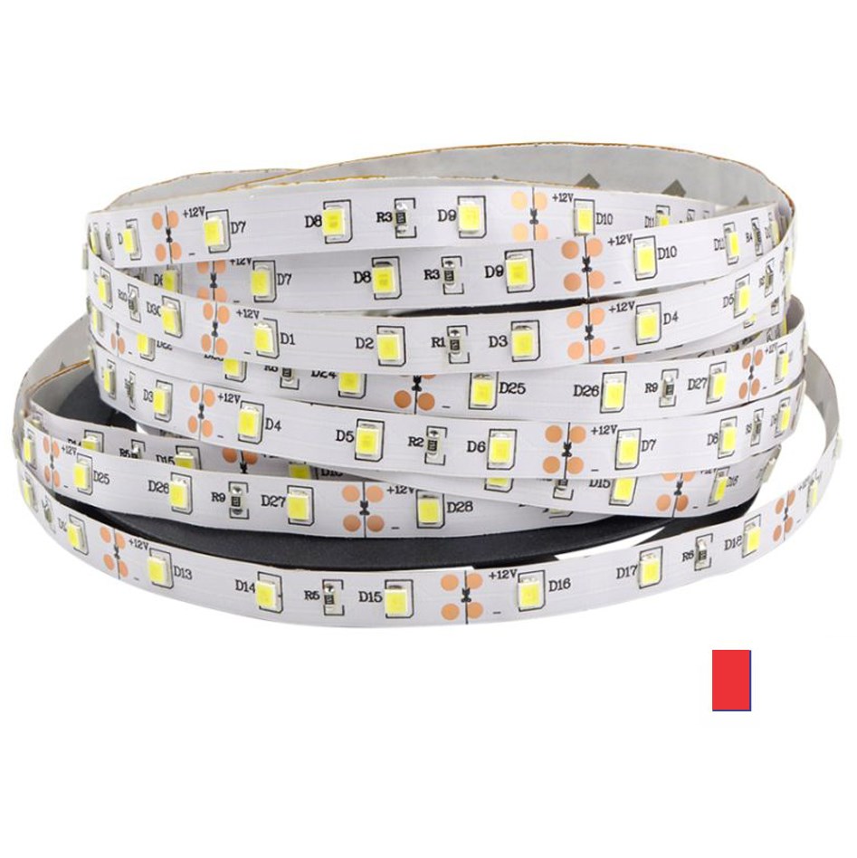 2835 - 12V - Non Waterproof - LED Striplight - 5m - Click to Choose - Red / 60 LEDs/m