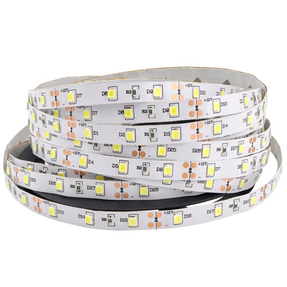 2835 - 12V - Non Waterproof - LED Striplight - 5m - Click to Choose - Warm White / 60 LEDs/m