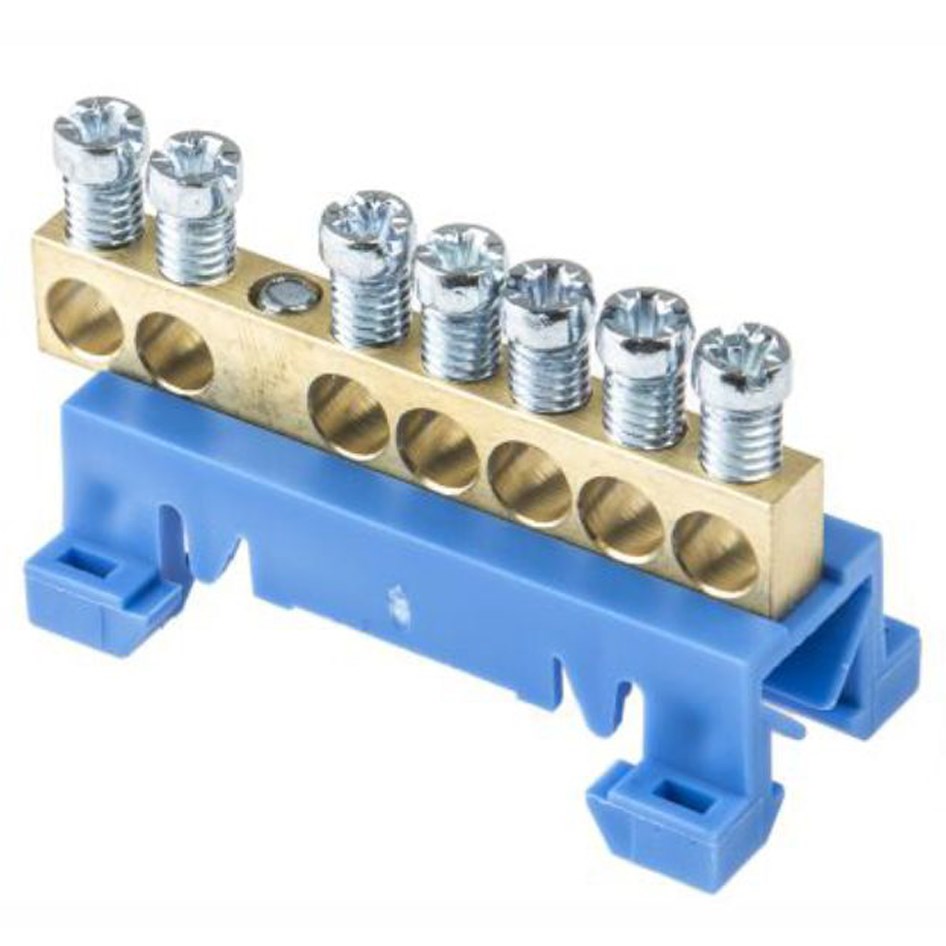 Neutral Din Mount Copper Terminal Bar Block - 7 Way