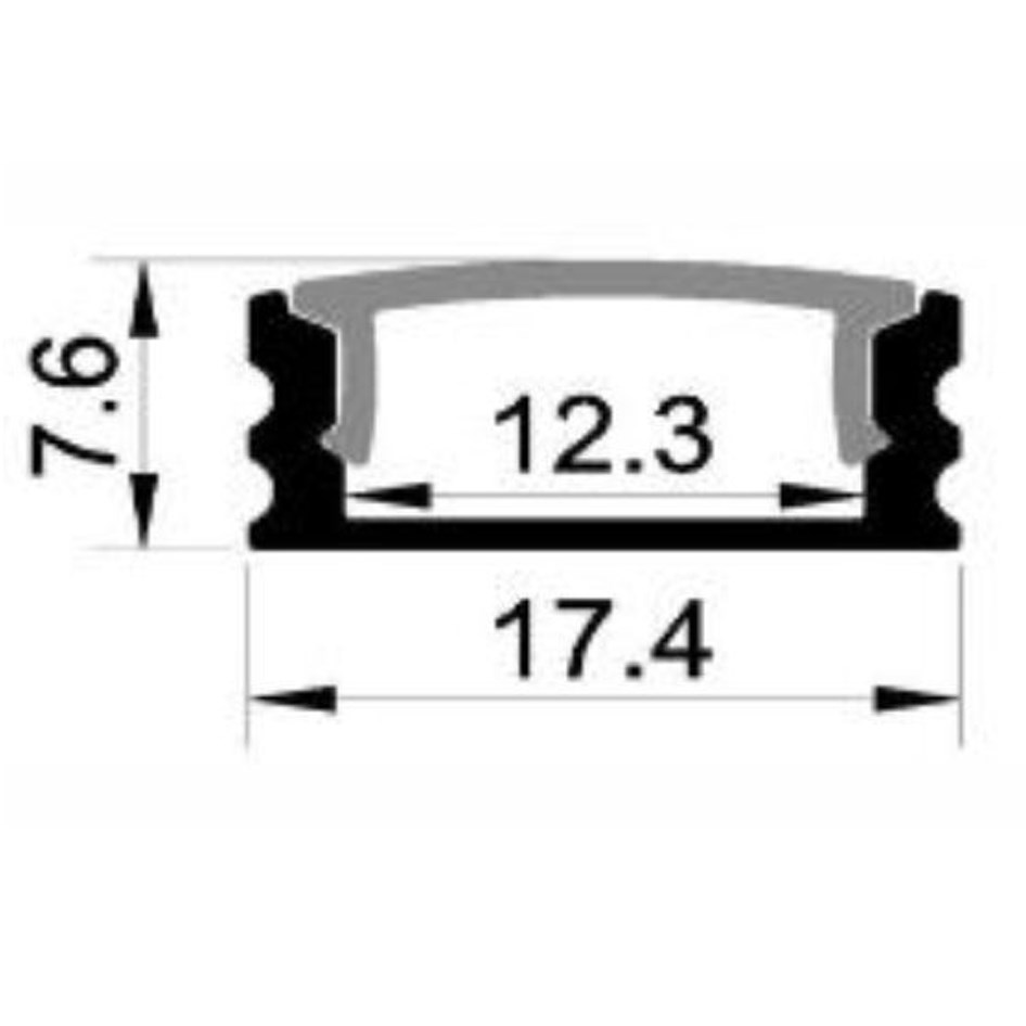 1707 - LED Aluminium Surface Channel - 2m - Clear