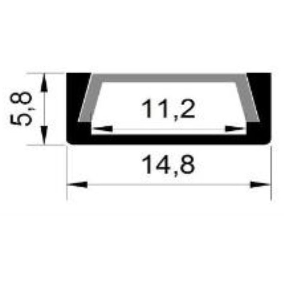 1506 - LED Aluminium Surface Channel - 2m - Clear