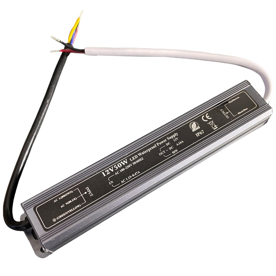 Power Supply - 12V - Waterproof - 50 Watt