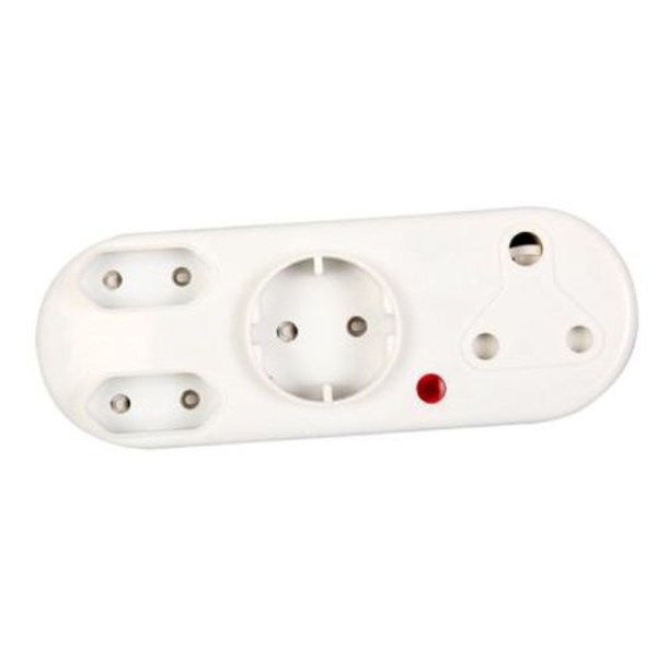 Plug Adaptor - 2 x Euro, 1 x Schuko, 1 x 3 Prong