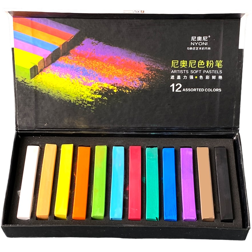 Nyoni - Color Chalk Artist Soft Pastels - 12 Colors / (SC N2829)
