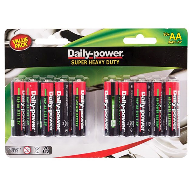 AA - 20 Pack - Super Heavy Duty Battery - Daily Power - Value Pack
