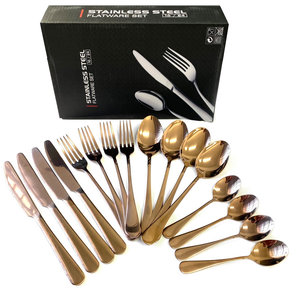 Stainless Steel 16 Piece Cutlery Set - Rose Gold