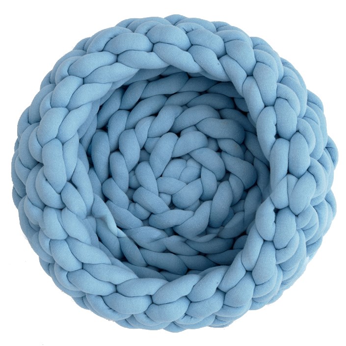 Hand-Knitted Pet Bed - M - 35cm - 1.0Kg / Blue