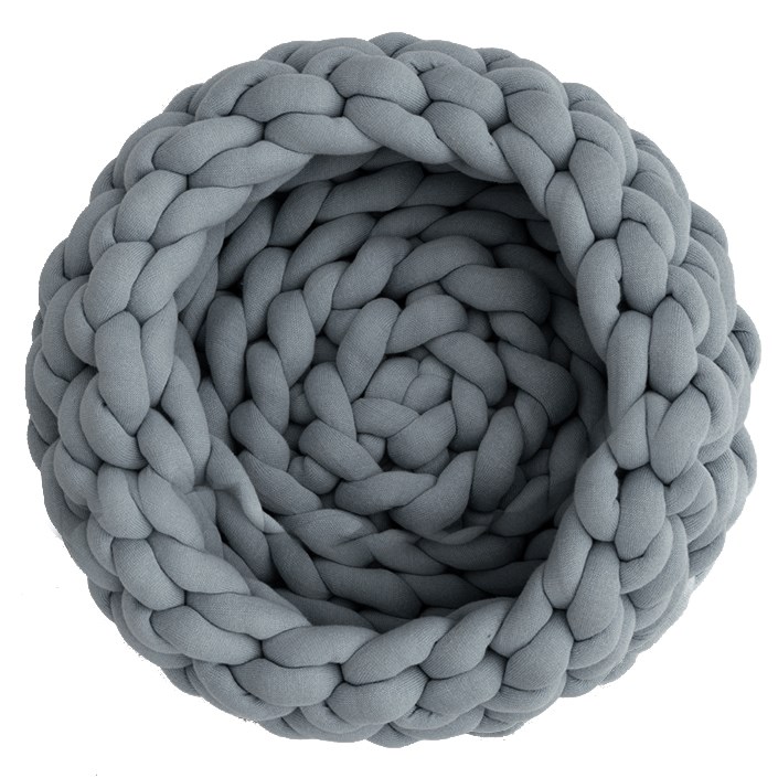 Hand-Knitted Pet Bed - L - 40cm - 1.2Kg / Grey