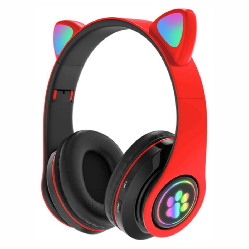 Kids Cat Ear Bluetooth Wireless Headphones - Click to Choose - Red