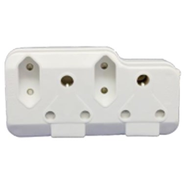 Selectrix - 2 X 3 pin 16A + 2 X flat Pin 5A Horizontal Adaptor with Light - (SC 590) with light