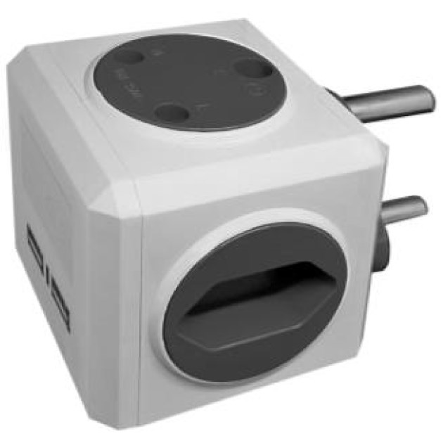 Selectrix - Multi Socket Cube With USB - Grey (SC 400)