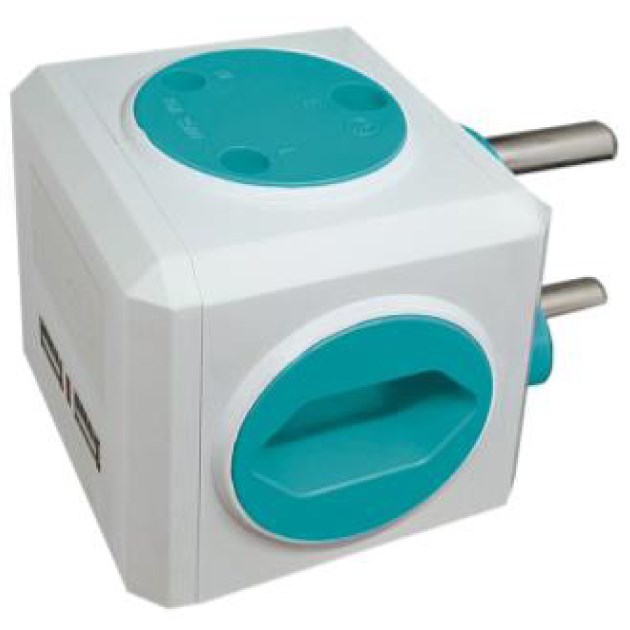 Selectrix - Multi Socket Cube With USB - Green (SC 404)