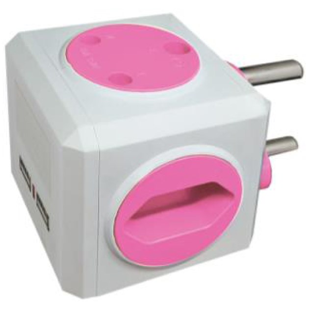 Selectrix - Multi Socket Cube With USB - Pink (SC 406)