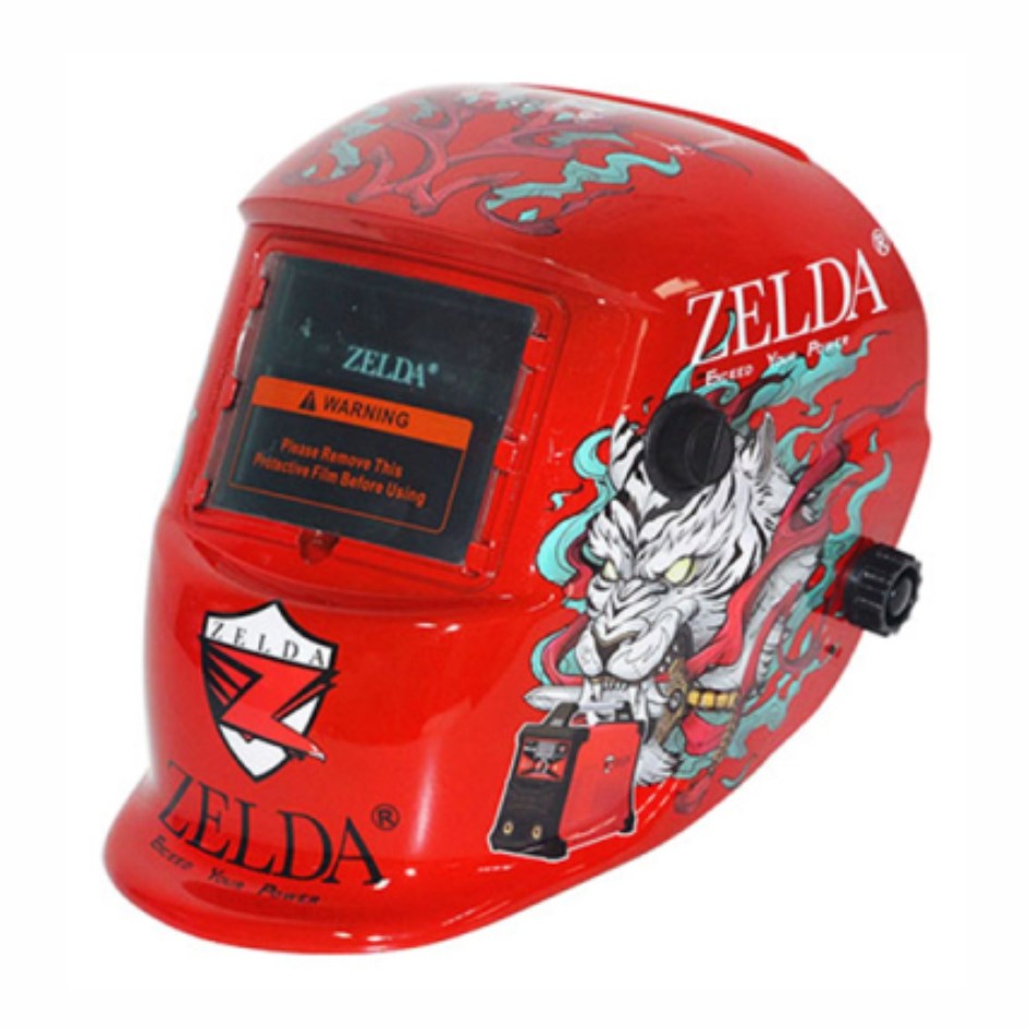 Zelda - Auto Darkening Welding Helmet - Red with Graphics